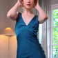 Charming Sheath V Neck Blue Long Prom Dress with Open Back SH7774