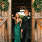 Emerald Sheath Spaghetti Straps Shiny Sequin Prom Dress Evening Dress SH6374