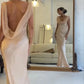 Charming Mermaid V Neck Light Pink Long Prom Dress with Ruched SH7767