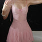 Charming Pink Lace Bust Bow Front Flowy Mini Homecoming Dress Style SH7888
