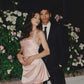 Charming Sheath Halter Neck Light Pink Short Homecoming Dress with Pearls SH7816
