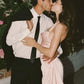 Charming Sheath Halter Neck Light Pink Short Homecoming Dress with Pearls SH7816