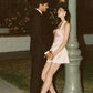Charming Sheath Halter Neck Light Pink Short Homecoming Dress with Pearls SH7816
