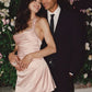 Charming Sheath Halter Neck Light Pink Short Homecoming Dress with Pearls SH7816