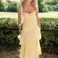 Charming Mermaid Spaghetti Straps Yellow Long Prom Dress with Ruffles SH7627