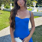 Charming Mermaid Spaghetti Straps Royal Blue Long Prom Dress with Ruffles SH7628