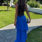 Charming Mermaid Spaghetti Straps Royal Blue Long Prom Dress with Ruffles SH7628