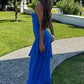 Charming Mermaid Spaghetti Straps Royal Blue Long Prom Dress with Ruffles SH7628