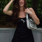 Chic A Line Square Neck Black Short Homecoming Dress with Bowknot SH7904
