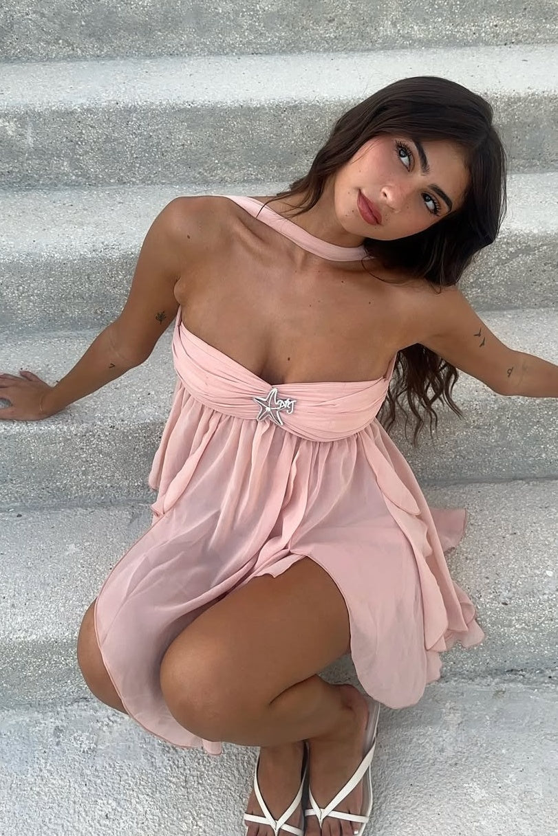 Chic A Line Sweetheart Pink Short Party Dress with Ruffles SH7495
