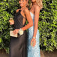Chic Sheath Sweetheart Blue Long Prom Dress with Sequins SH8301