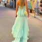 A-line Cascading Ruffles Strapless Sweetheart Chiffon Prom Dress SH8261