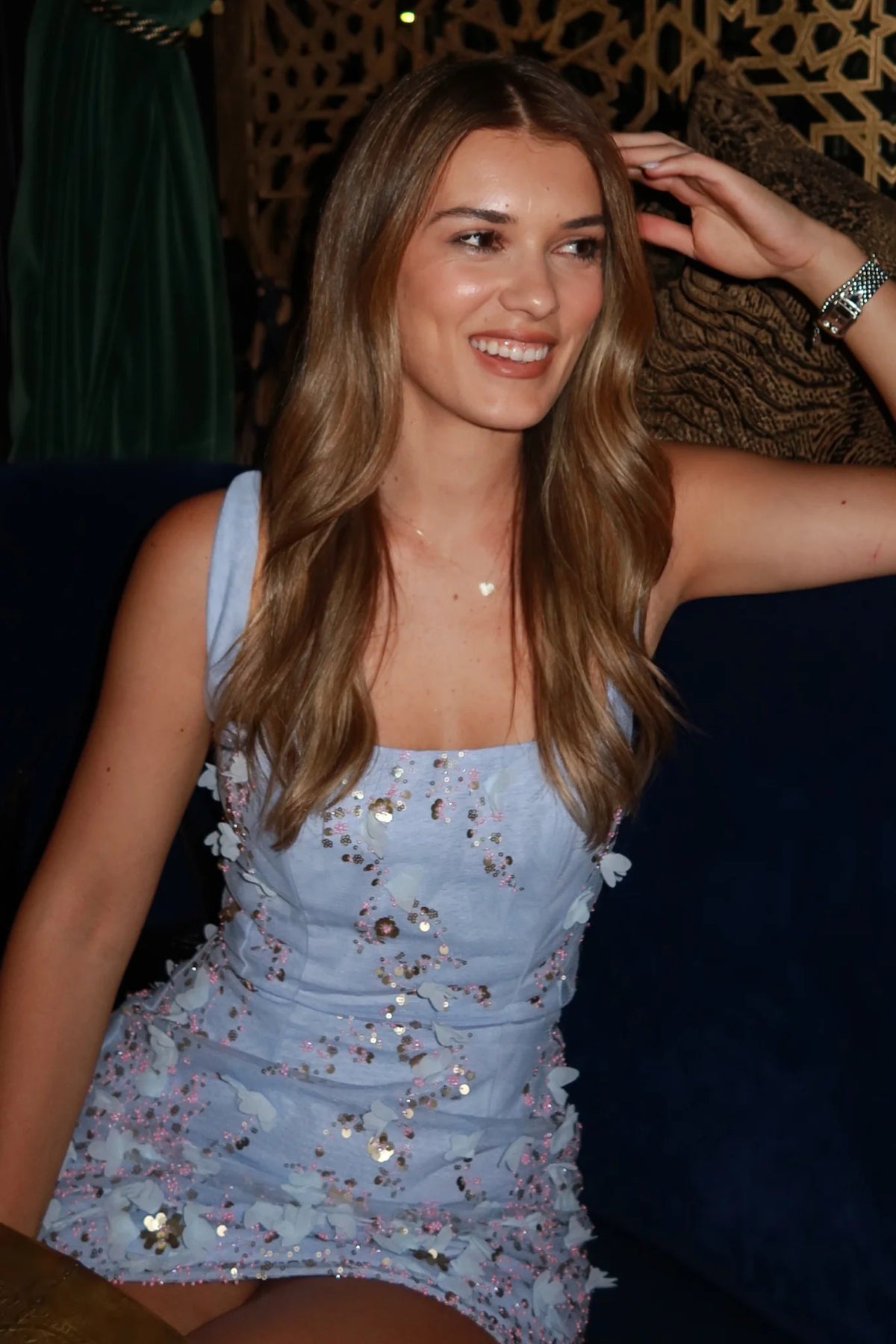 Chic Light Blue Bodycon Homecoming Dress with Square Neck and 3D Flower Embellishments SH7902