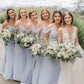 Cold Shoulder Dusty Blue Bridesmaid Dress with Slit SH6563