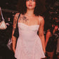 Cute A Line Spaghetti Straps Light Pink Lace Short Homecoming Dress SH7981