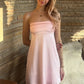 Cute A Line Spaghetti Straps Light Pink Satin Short Homecoming Dress with Ruched SH7881