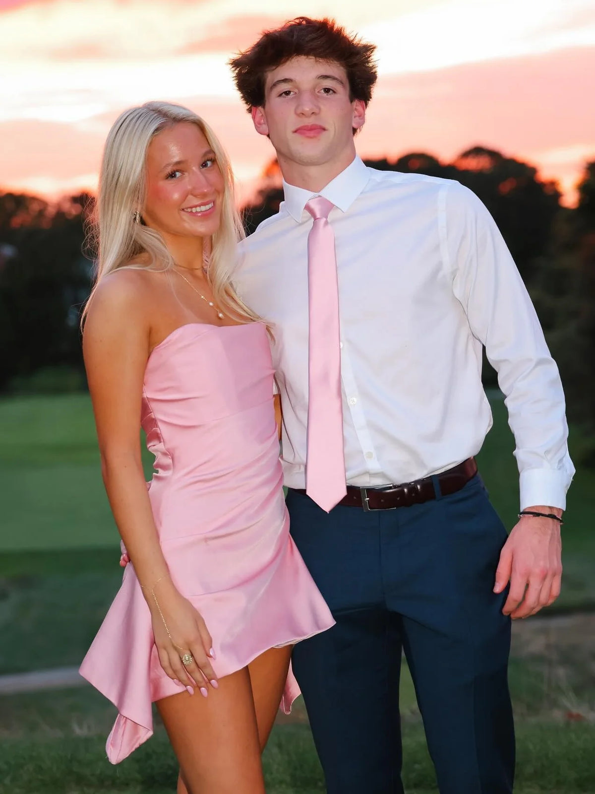 Cute A Line Strapless Pink Satin Short Homecoming Dress SH7462