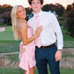 Cute A Line Strapless Pink Satin Short Homecoming Dress SH7462