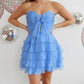 Cute A Line Sweetheart Blue Short Homecoming Dress with Ruffles SH7991