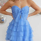 Cute A Line Sweetheart Blue Short Homecoming Dress with Ruffles SH7991