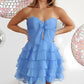 Cute A Line Sweetheart Blue Short Homecoming Dress with Ruffles SH7991