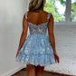Gorgeous Sparkly Off The Shoulder A-Line Tiered Short Homecoming Dress SH7532