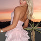 Pink V-Neck Ruffles A-Line Sleeveless Short Homecoming Party Dress SH8235