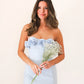 Cute Sheath Strapless Light Blue Short Homecoming Dress with 3D Flowers SH7517