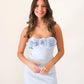 Cute Sheath Strapless Light Blue Short Homecoming Dress with 3D Flowers SH7517