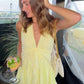Cute A Line Halter Neck Light Yellow Short Homecoming Dress with Ruffles SH7832