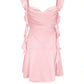 Cute Sheath Square Neck Pink Short Homecoming Dress with Backless SH7459