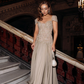 Luxurious A Line Exquisite Beaded Satin Long Graduation Prom Dress Wedding Guest Dress SH5429