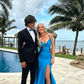 Blue Elegant Mermaid Slit Prom Dress Long Evening Dress SH1070