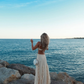 Unique Two Piece Spaghetti Strap Ruffle Light Champagne Chiffon Prom Dress Evening Dress SH2226