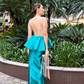 Elegant Sheath Spaghetti Strap Blue Satin Open Back Prom Dress Evening Dress SH2061