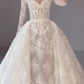 Beautiful Mermaid Long Sleeve Corset White Lace Long Wedding Dress SH7708