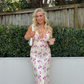 Simple A Line V Neck Print Floral Chiffon Prom Dress Evening Dress SH1604