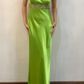 Vintage Sheath Strap Beaded Sequin Green Satin Open Back Prom Dress Evening Dress SH2163