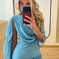 Lake Blue A Line Flowy Chiffon Long Prom Dress Party Evening Dress SH5705