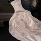 Elegant A Line Strapless Flower Ivory Satin Long Prom Dress Graduation Prom Dress SH2523