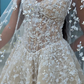 Glamorous A Line Sweetheart Neck White Exquisite Beaded Apricot Tulle Long Wedding Dress SH6197