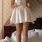 Princess A Line V Neck White Satin Short Homecoming Dress Birthday Dress SH2238