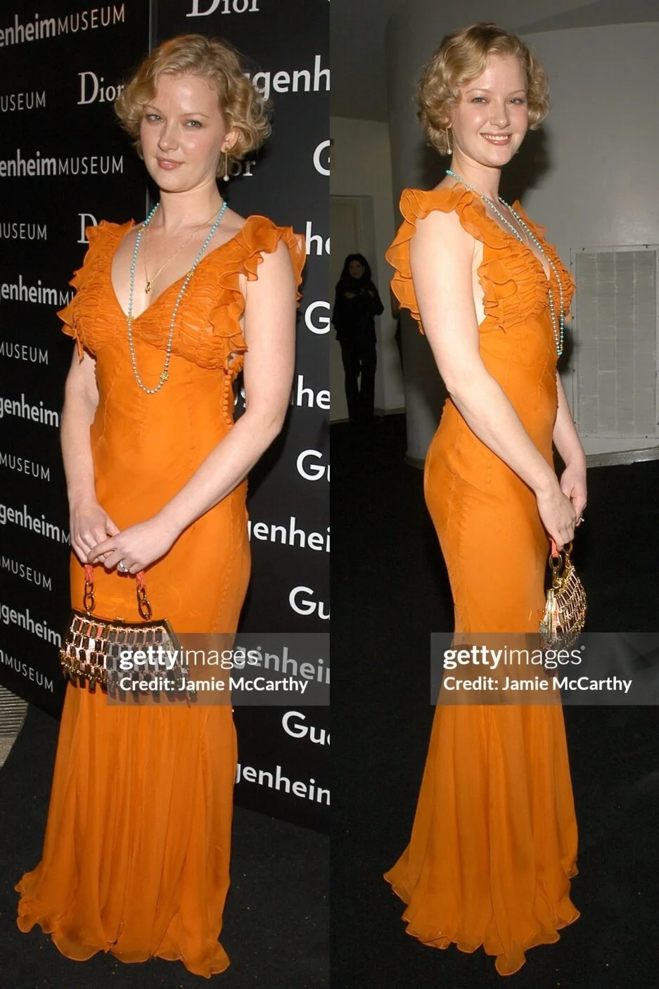 Vintage Mermaid V Neck Orange Chiffon Long Prom Dress SH5136