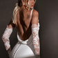 Backless Mermaid Spaghetti Strap White Lace Satin Long Wedding Dress SH7154