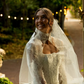 Romantic Sheath Long Sleeve White Lace Wedding Dress with Slit SH6988
