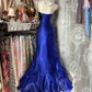 Royal Blue Vintage Mermaid Strapless Layered Satin Long Gradation Prom Dress SH5361