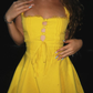 Cute A Line Strap Lace Yellow Satin Short Homecoming Dress Birthday Dress SH2270