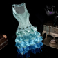 Cute A Line Beaded Layered Blue Ombre Satin Short Homecoming Dress Cocktail Dress SH3077