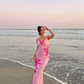 Pink Lily Sheath Straps Chiffon Long Prom Dress Vacation Dress SH6258