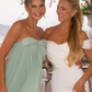 Sage Green Cute A Line Strapless Chiffon Prom Dress Evening Dress SH6358